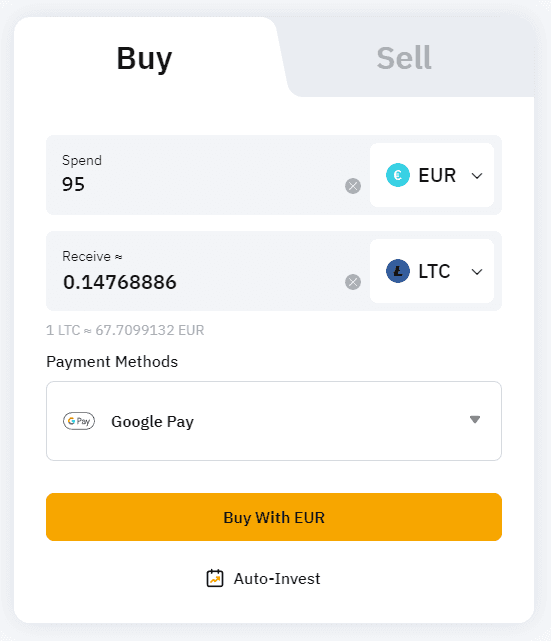 Buy desired crypto currency