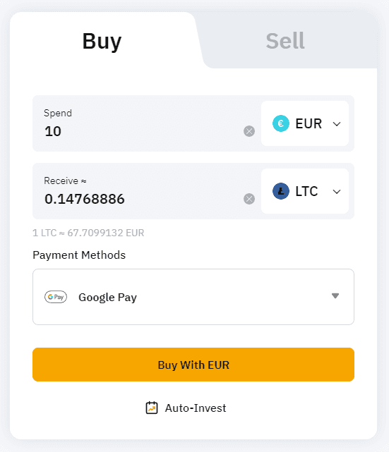 Buy desired crypto currency